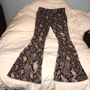 Snakeskin bellbottom soft pants